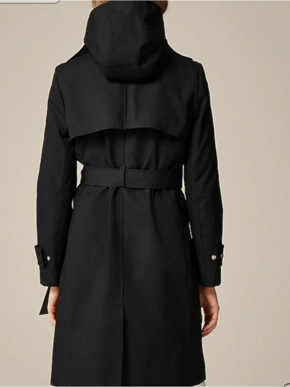 J. Crew Woman's Black Icon Trench Coat NEW Size 20 * no belt* - Picture 4 of 12